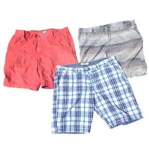 Mens Shorts Bundle 3 Pairs*40 Flag & Anthem Blue Plaid, 40 Rust Izod,38 Retrofit